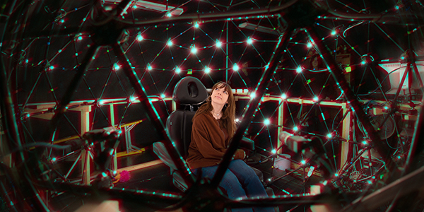 a person sat in the Univerity of York Lightstage research lab
